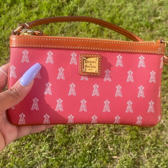 Dooney & Bourke Handbags - Dooney & Bourke Red Clutch with Leather Trim